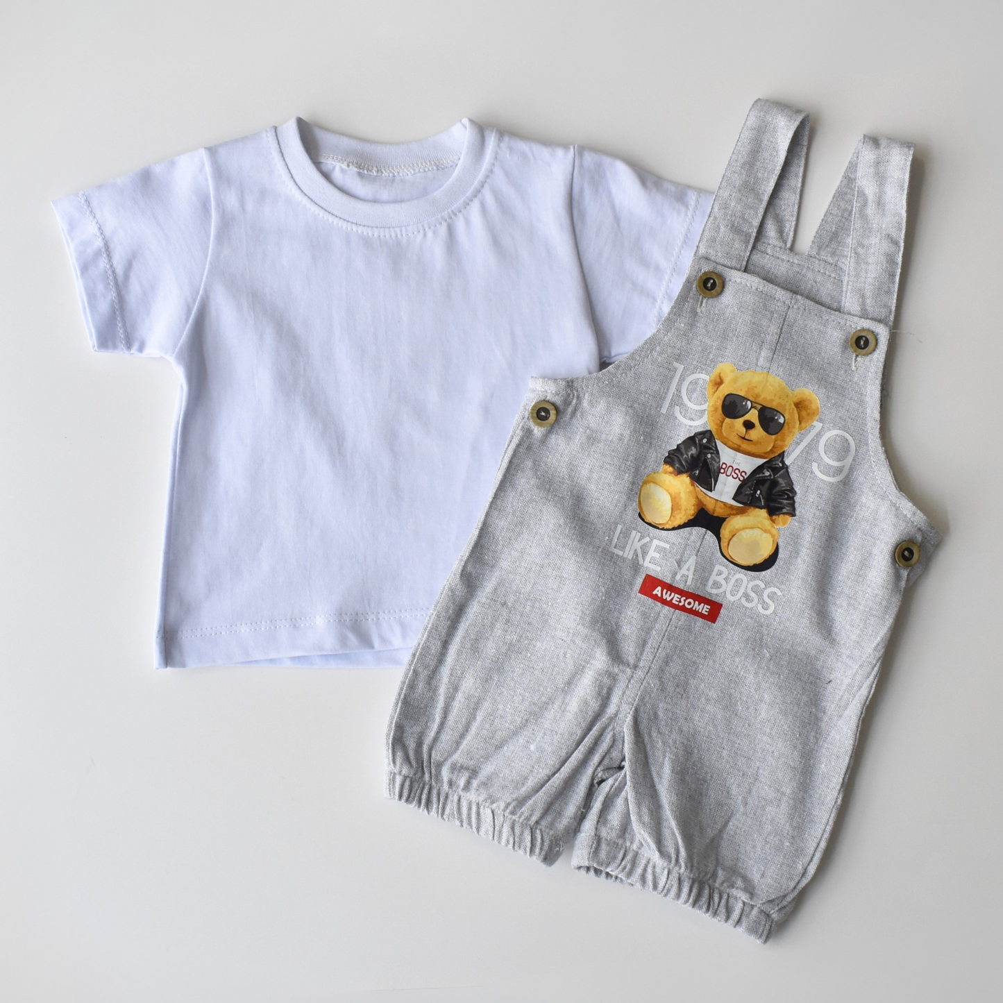 Baby-Overall „Like a Boss“ – Zweiteiliges Set mit Bärenmotiv