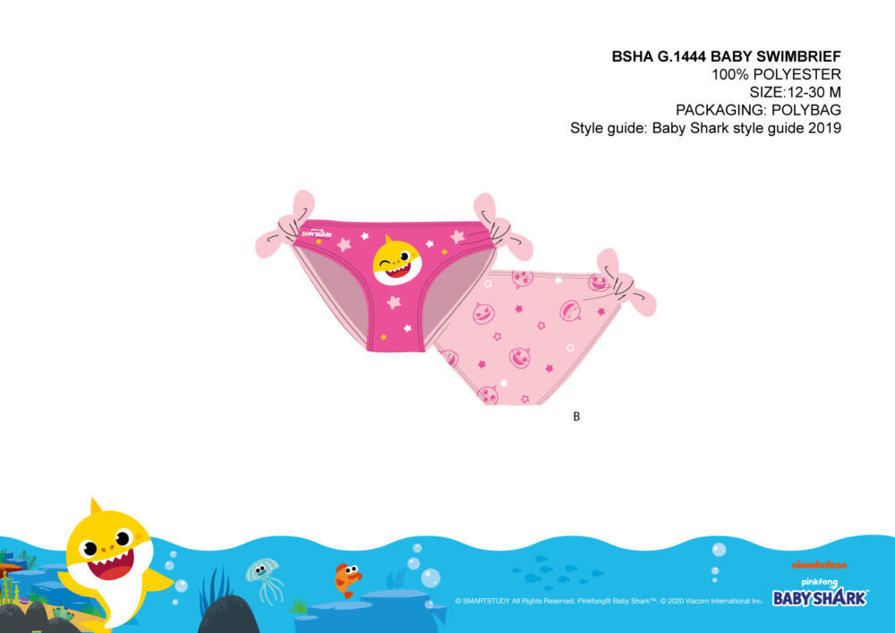 Baby Shark Badehose für Mädchen – Hellrosa