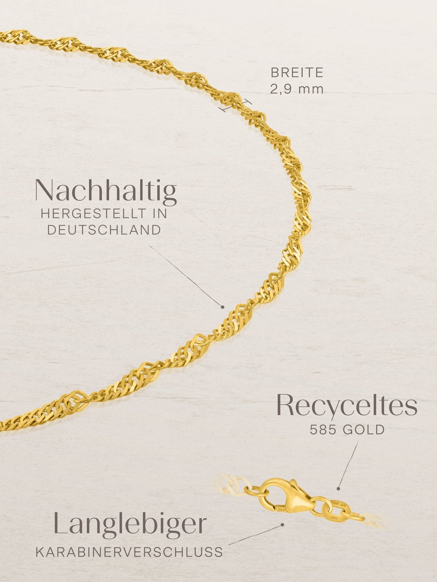 Singapur-Armband – 14 Karat Echtgold