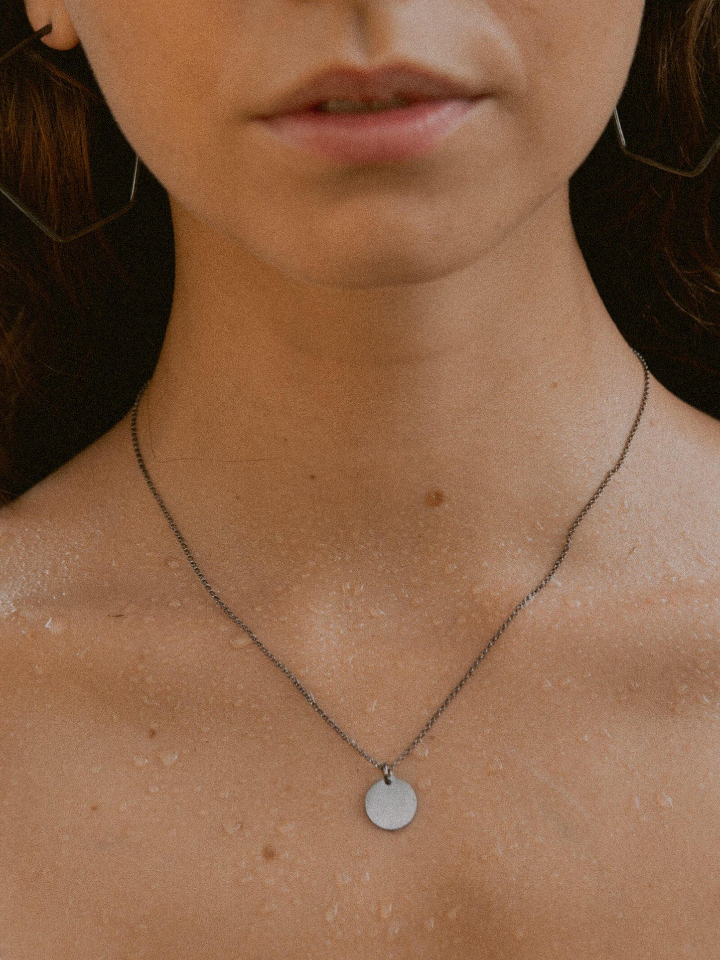 Kettenanhänger Kreis – Schwarzes, rhodiniertes 925er Silber