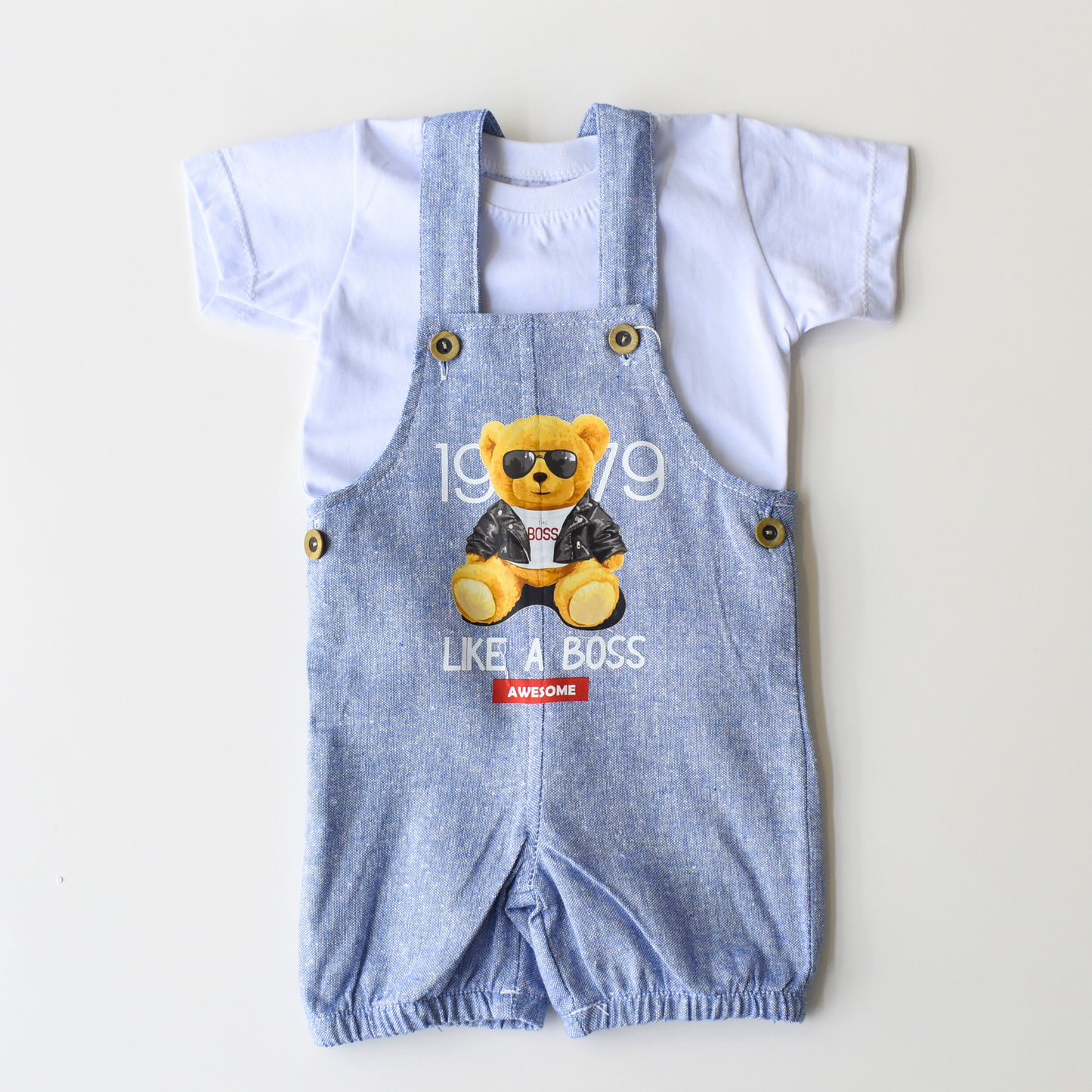Baby-Overall „Like a Boss“ – Zweiteiliges Set mit Bärenmotiv