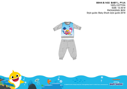 Baby Shark Baby-Pyjama aus Baumwolljersey – Grau