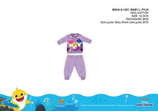 Baby Shark Baby-Pyjama aus Baumwolljersey – Lila