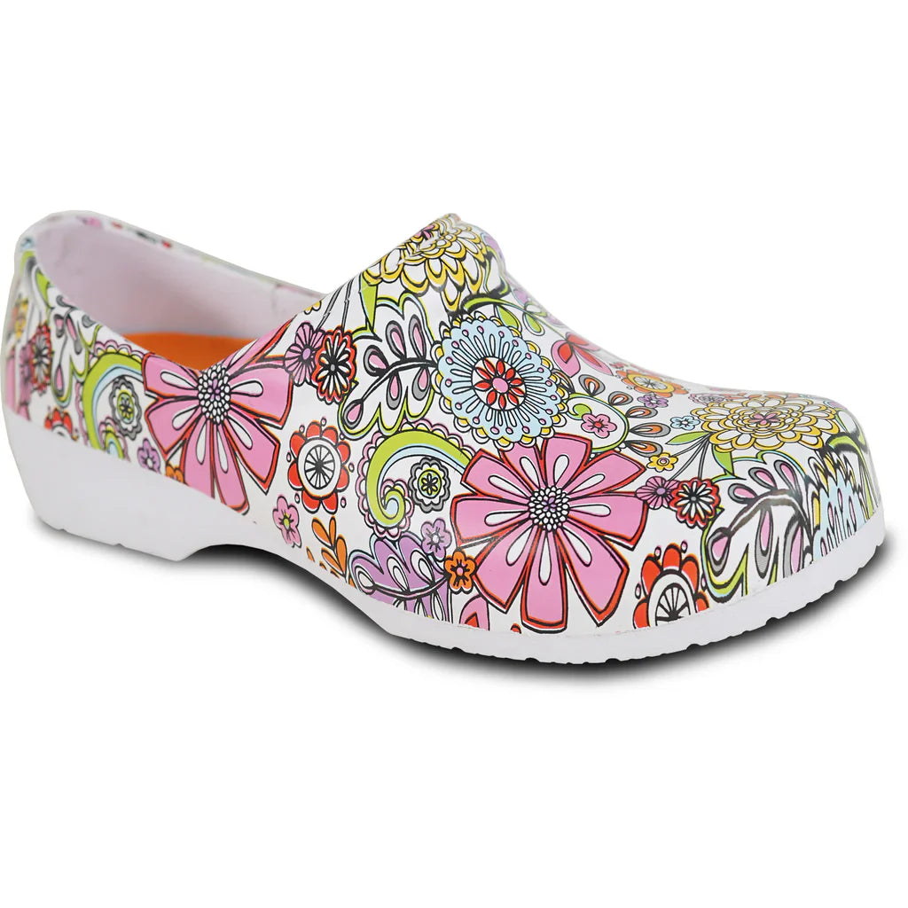 Damen-Clogs mit rutschhemmender Sohle – Blumenmuster