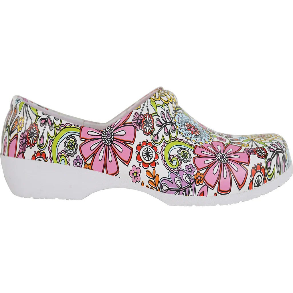 Damen-Clogs mit rutschhemmender Sohle – Blumenmuster