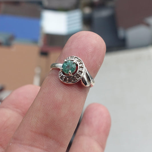 Smaragd-Ring – 925er Silber mit grünem Stein und Zirkonia