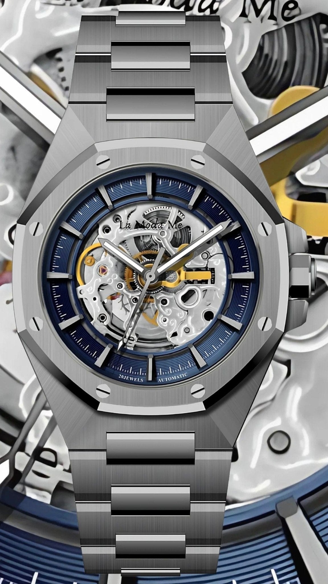 Space Mission Deep Blue – Automatik-Skelettuhr aus Edelstahl-3