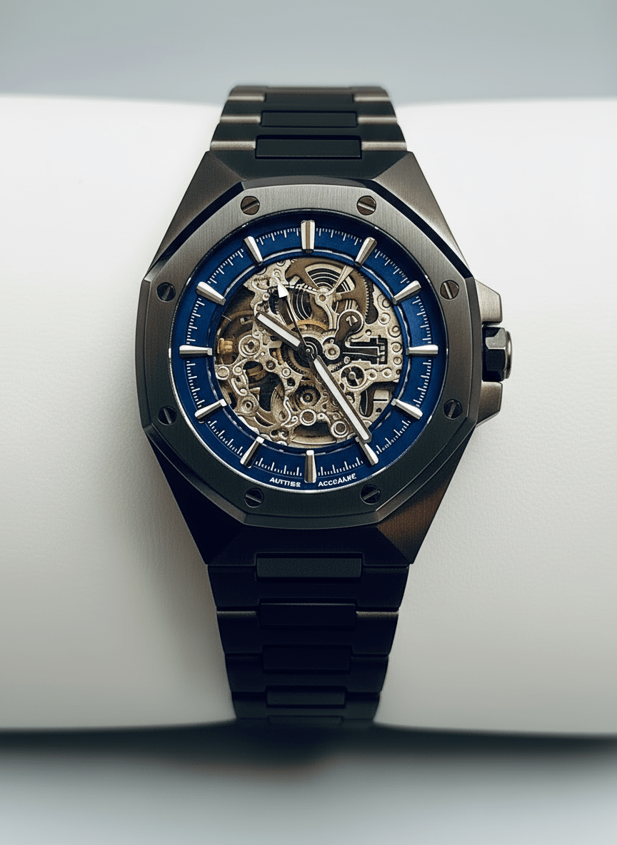Space Mission Deep Blue – Automatik-Skelettuhr aus Edelstahl-0