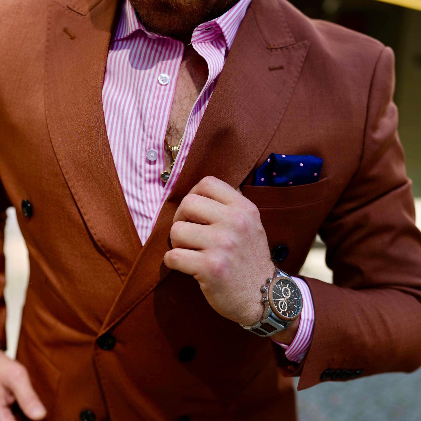 Timberline Brown – Chronograph-Uhr aus Zebranoholz & Edelstahl-3