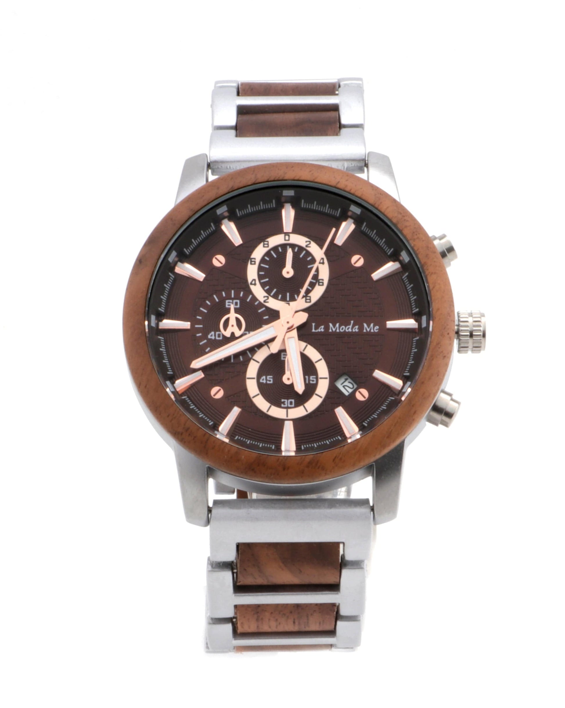 Timberline Brown – Chronograph-Uhr aus Zebranoholz & Edelstahl-2