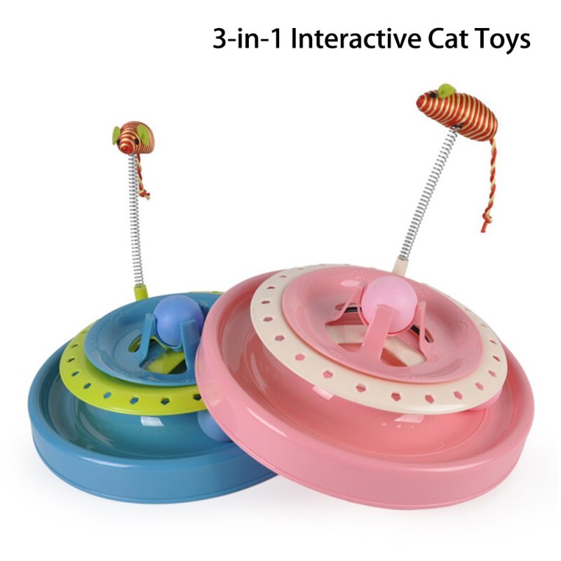 Pet Cat Toys Turntable Spring Mouse Toy Plastic Cat Funny Crazy Amusement Disk Cat Kitten Teaser Pet Interactive Toys
