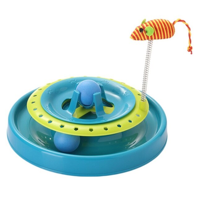 Pet Cat Toys Turntable Spring Mouse Toy Plastic Cat Funny Crazy Amusement Disk Cat Kitten Teaser Pet Interactive Toys