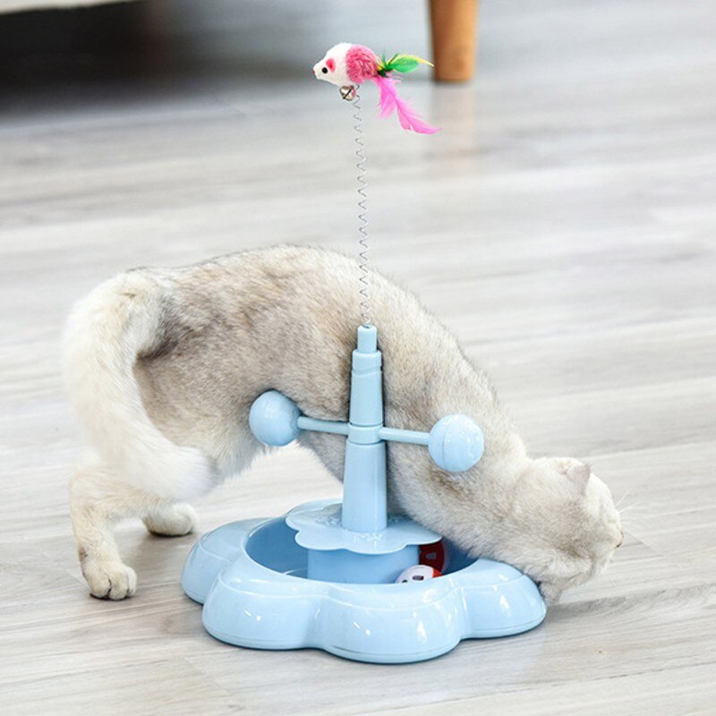 Pet Cat Stick Toy Funny Tower Tracks Disc Cat Tracks Toys Training Intelligence Amusement Plate Cat Ball Toys For Cats Kitten